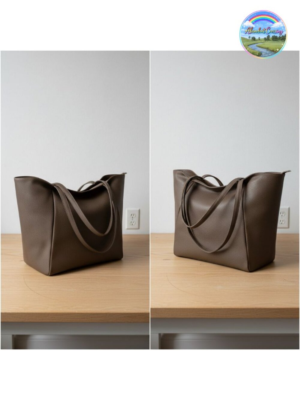 Large Tote Bag Vegan Leather 16L Zipper Work Weekender Casual